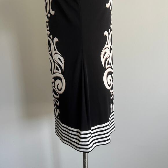 Cache Swirl Striped Cold Shoulder Tunic Dress XS Black Beige - Picture 3 of 7